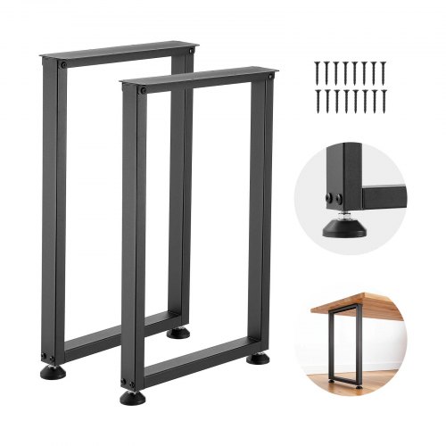 

VEVOR Pieds de Table Rectangulaires 740x450 mm Lot de 2 Pieds de Bureau en Acier au Carbone, Charge Max. 1000 kg pour Bureau, Table à Manger, Établi, Plan de Travail et Table de Bar, avec Patins, Noir