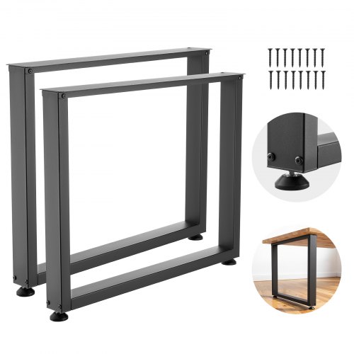 

VEVOR Pieds de Table Rectangulaires 750x900 mm Lot de 2 Pieds de Bureau en Acier au Carbone, Charge Max. 1000 kg pour Bureau, Table à Manger, Table de Bar, Établi et Plan de Travail, avec Patins, Noir