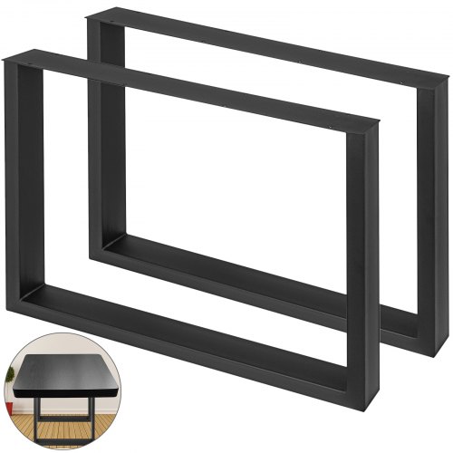 2x Pieds De Table Rectangulaire 90 X 72 Cm Noir Cadre De Table Pied Rétro