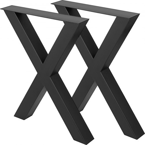 VEVOR Pieds de Table en Métal 2PCS Pied de Table Basse et Table à Manger Industriel de Charge Maximal 1000 kg de Jambes en Croix Forme de X pour Maison Salle à Manger Cafétéria Bar 720x600mm Noir