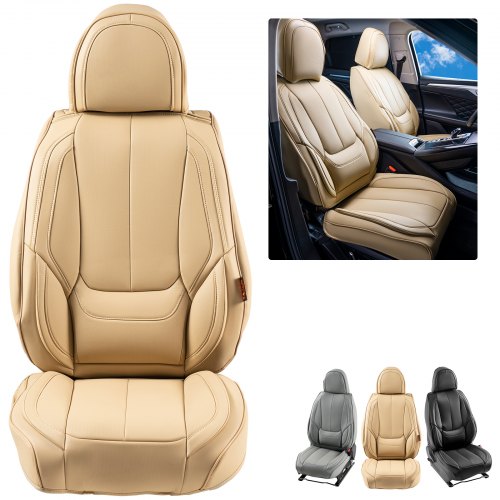 

VEVOR Housses de siège de voiture universelles pour sièges avant, 6 pcs, housse de siège en simili-cuir, conception entièrement fermée, appuie-tête détachable, airbag, pour voitures SUV camions, beige