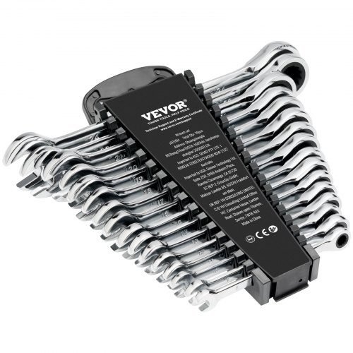 

VEVOR Jeu de Clés Mixtes 16 PCs, Clés à Cliquet Métrique 8-24 mm, Ensemble de Clés en Acier Cr-V, avec Support de Rangement, pour Travaux Ménagers Généraux, Réparations Automobiles, Garage, Atelier