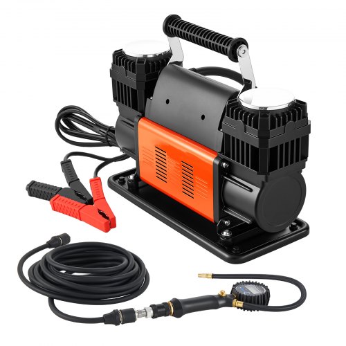 

VEVOR Gonfleur Pneus Voiture 12 V Compresseur à Air Portatif Double Cylindre 300 L/min 1080 W avec Manomètre Numérique, Adaptateurs, Pompe à Air Tout-terrain pour Camions Voitures SUV 4x4 Camping-cars