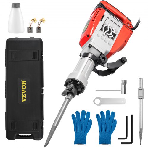 VEVOR Marteau Piqueur 95 A Marteau de Démolition électrique 3800 W Marteau Démolisseur 2 Burins Démo
