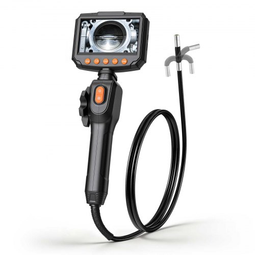 

VEVOR Caméra Endoscopique 180° 2 Voies Endoscope Objectif 1280x720 Caméra Inspection pour Canalisation Automobile, avec Sonde IP67, Éclairage, Écran IPS HD 4,3 pouces, Câble Serpent 1,5 m, Zoom 8x
