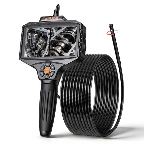 

VEVOR Caméra Endoscopique Rotation 360° Endoscope Double Objectif Caméra Inspection pour Canalisation et Automobile, avec Éclairage, Sonde IP67 8 mm, Écran IPS HD 5 pouces, Câble Serpent Rigide 5 m