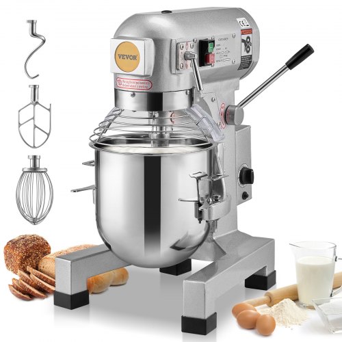 

VEVOR Robot Pâtissier Commercial 10 L Batteur sur Socle à 3 Vitesses 550 W