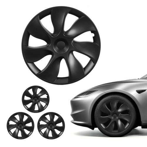 

VEVOR Enjoliveurs Auto Compatible avec Tesla Model Y 2021-2024, Cap de Roue 4 Pièces, Remplacement pour Jante R19 de 48,3 cm Protection des Roues, 7 Rayons, en ABS, Fixation par Clipsage, Noir Mat