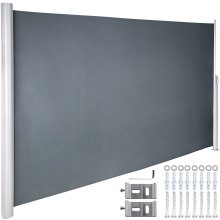 Auvent Store Latéral Brise-vue Abri Soleil Aluminium Rétractable 180x300 Cm Noir