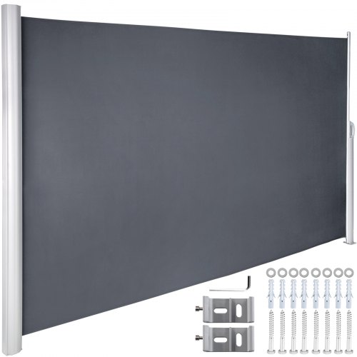 Auvent Store Latéral Brise-vue Abri Soleil Aluminium Rétractable 180x300 Cm Gris