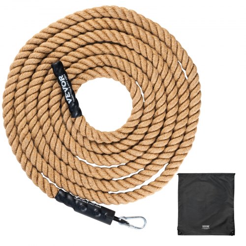 

VEVOR Corde d'Escalade de Gym 38,1 mm x 6,1 m, Corde à Grimper avec Capacité de 227 kg, Corde de Jute pour Fitness et Musculation Robuste, Cordage d’Entraînement en Salle de Sport et à Domicile