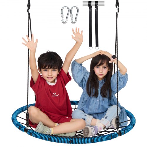 

VEVOR Balançoire Toile d'Araignée Balançoire Ronde pour Enfants 101,6 cm Bleu