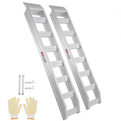 

VEVOR Rampes de Chargement en Alu, Charge 4 t, Rampe d’Accès avec Extrémité de Fixation Supérieure à Crochet, Rail de Chargement pour Moto, Tracteur, VTT, Camion, Tondeuse à Gazon, 183x38 cm, 2PCs