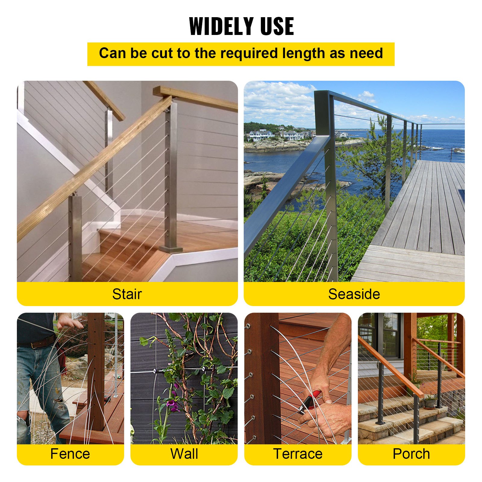 Câble En Acier Inoxydable V4A, 100 M, 5 Mm, 7 X 7 Mm, Pour