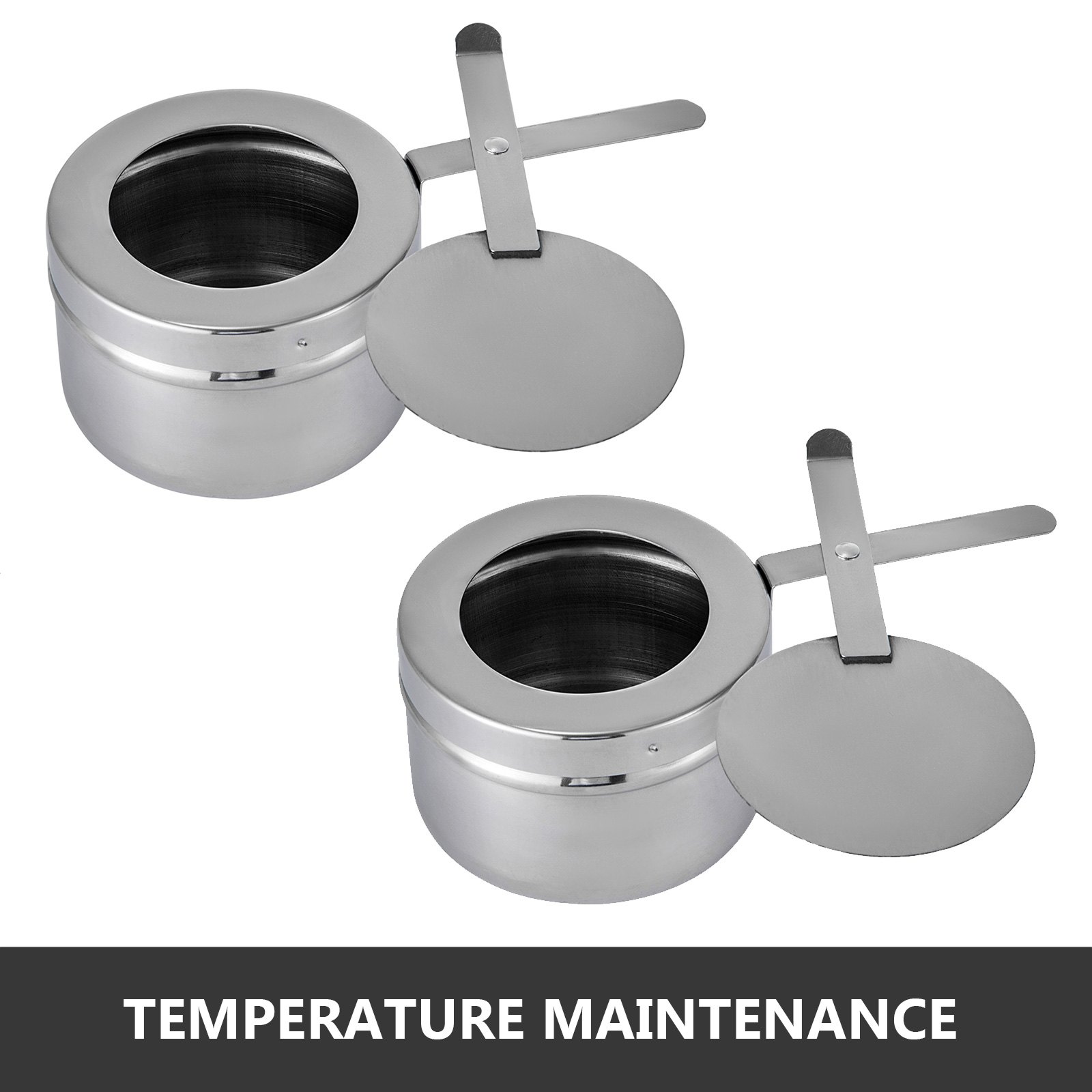 Lot De 6 Bains-marie Inox 9L Avec Couvercles - Pour Restaurant, Hôtel, Cuisine Collective, Vapeur