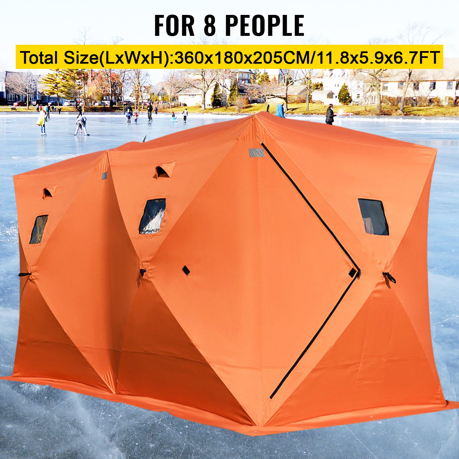 VEVOR Tente de Pêche sur Glace Imperméable 8 personnes 360 x 180 x 205 ...