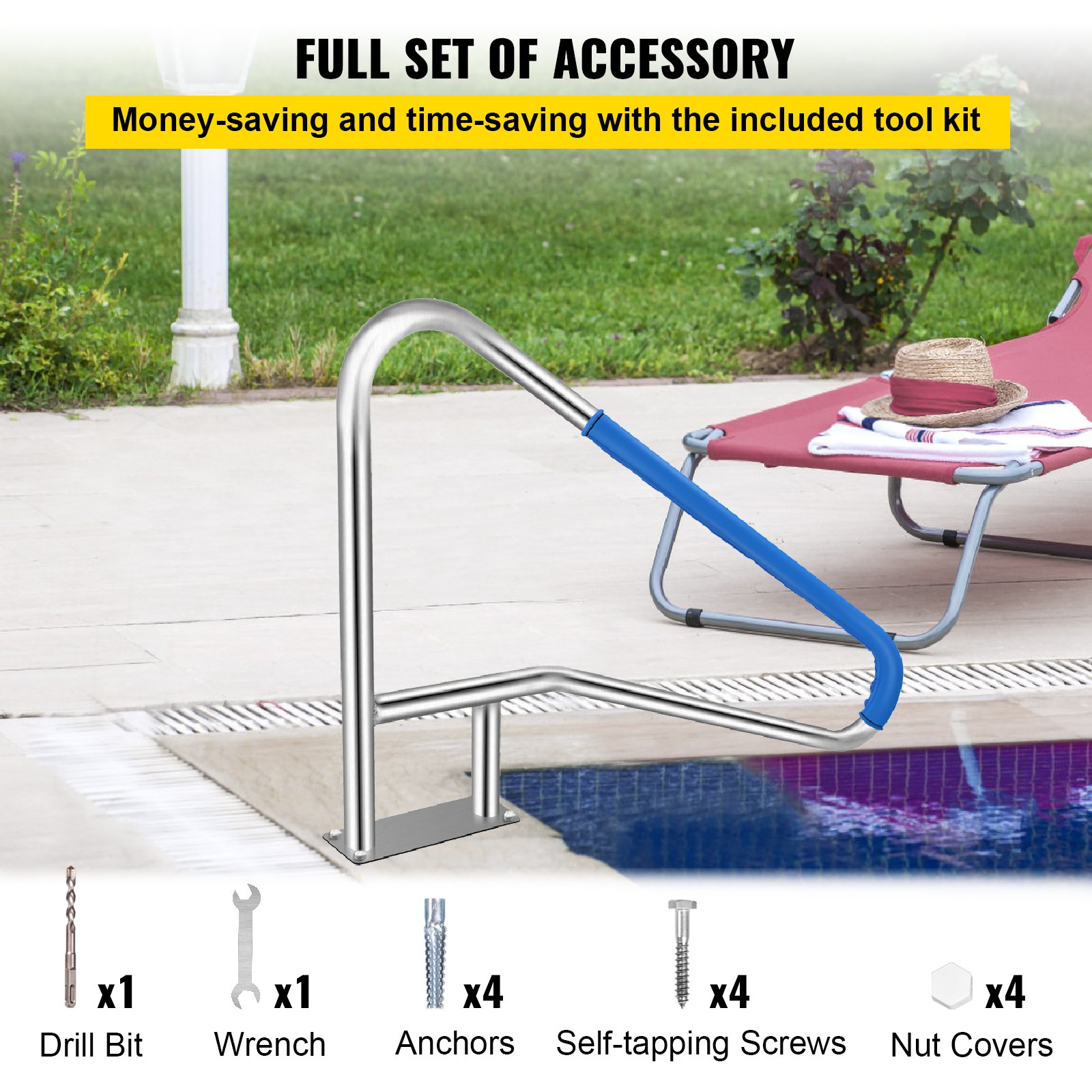 VEVOR Rampe Piscine INOX Main Courante Rail Barre d'Appui de Piscines ...