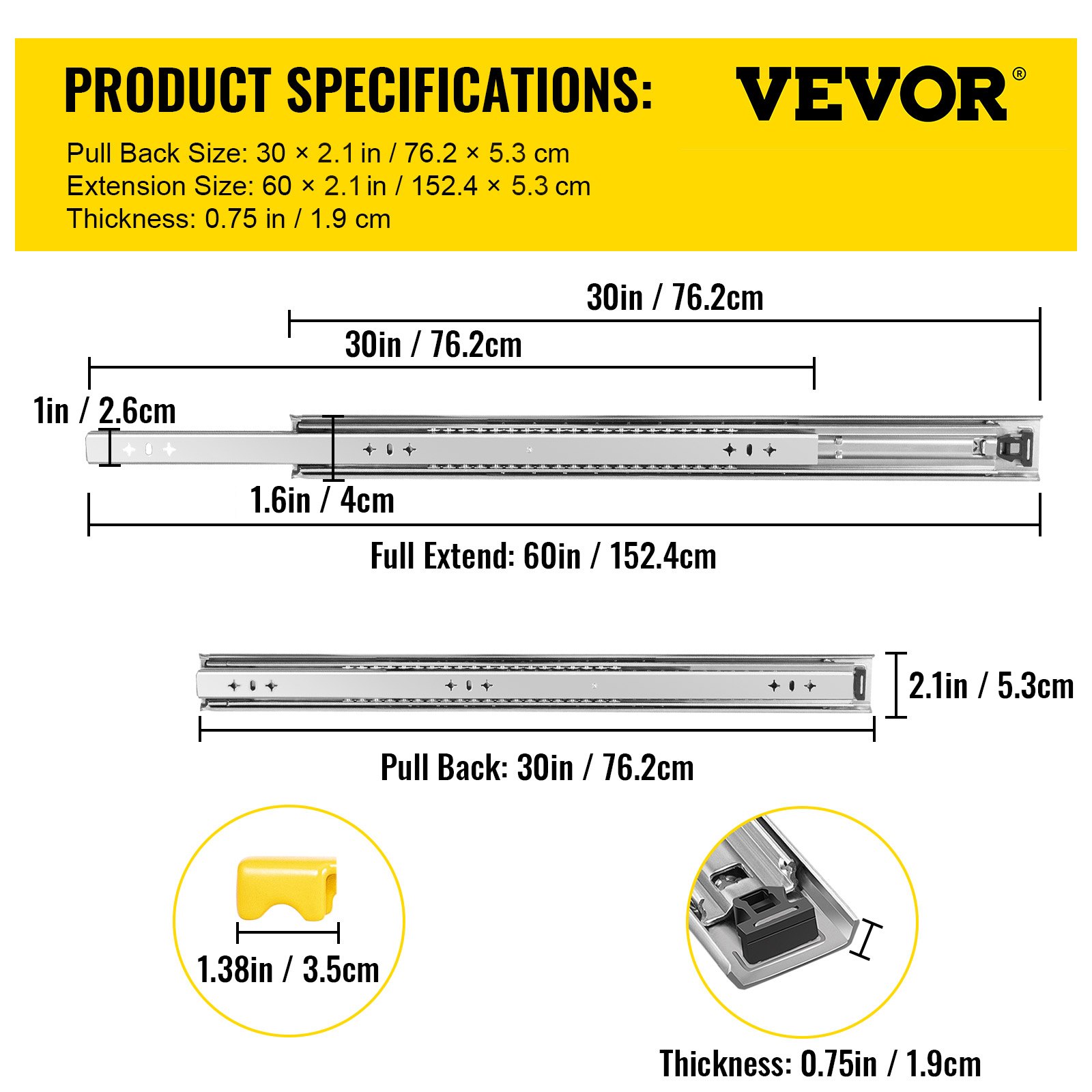 Glissières De Tiroir à Roulement à Billes 250lb - Extension Complète Avec Serrure, Marque Findmall