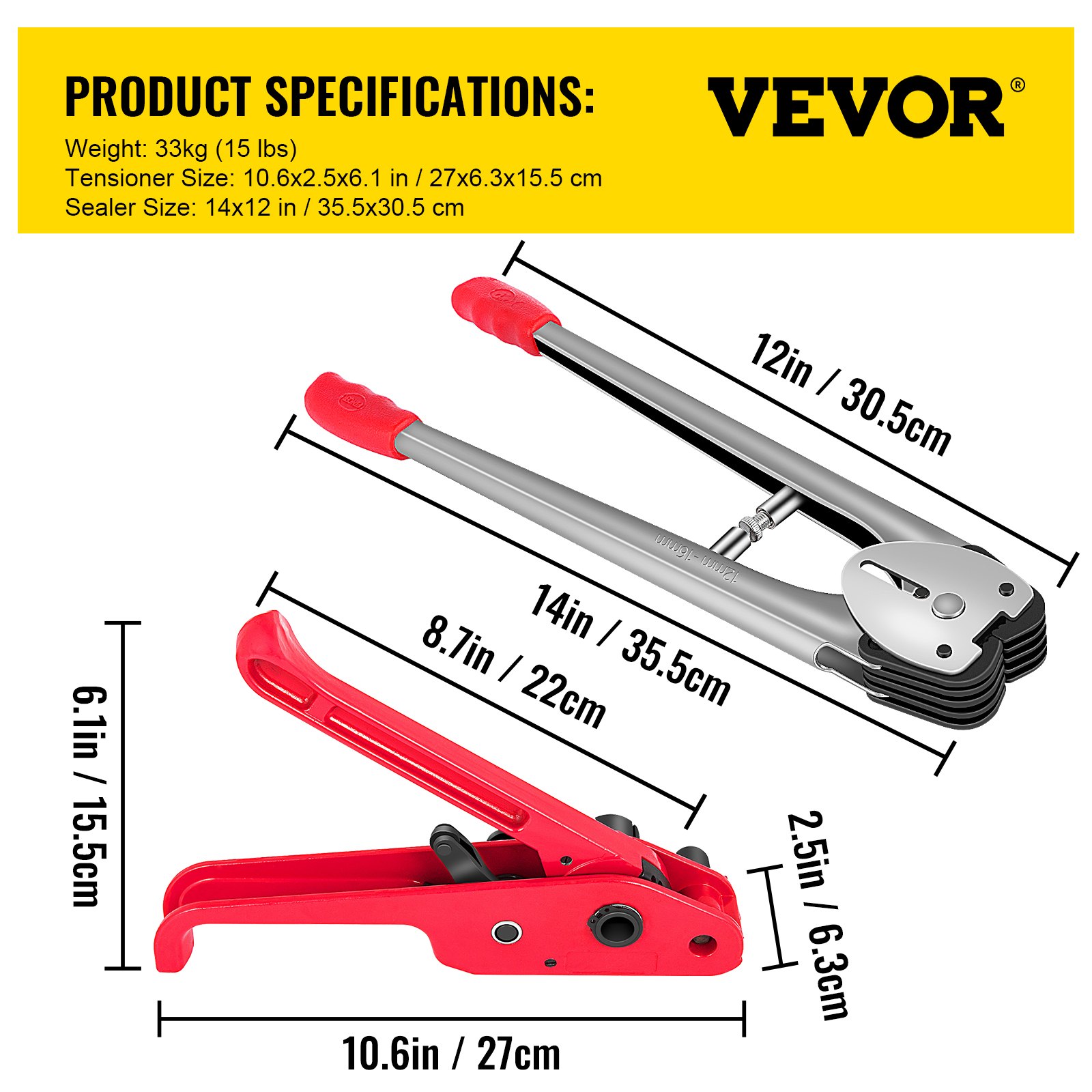 Kit Cerclage Manuel VEVOR - Tendeur + Scellant + Bande PP 800m | Pour Palettes, Déménagement, Stockage