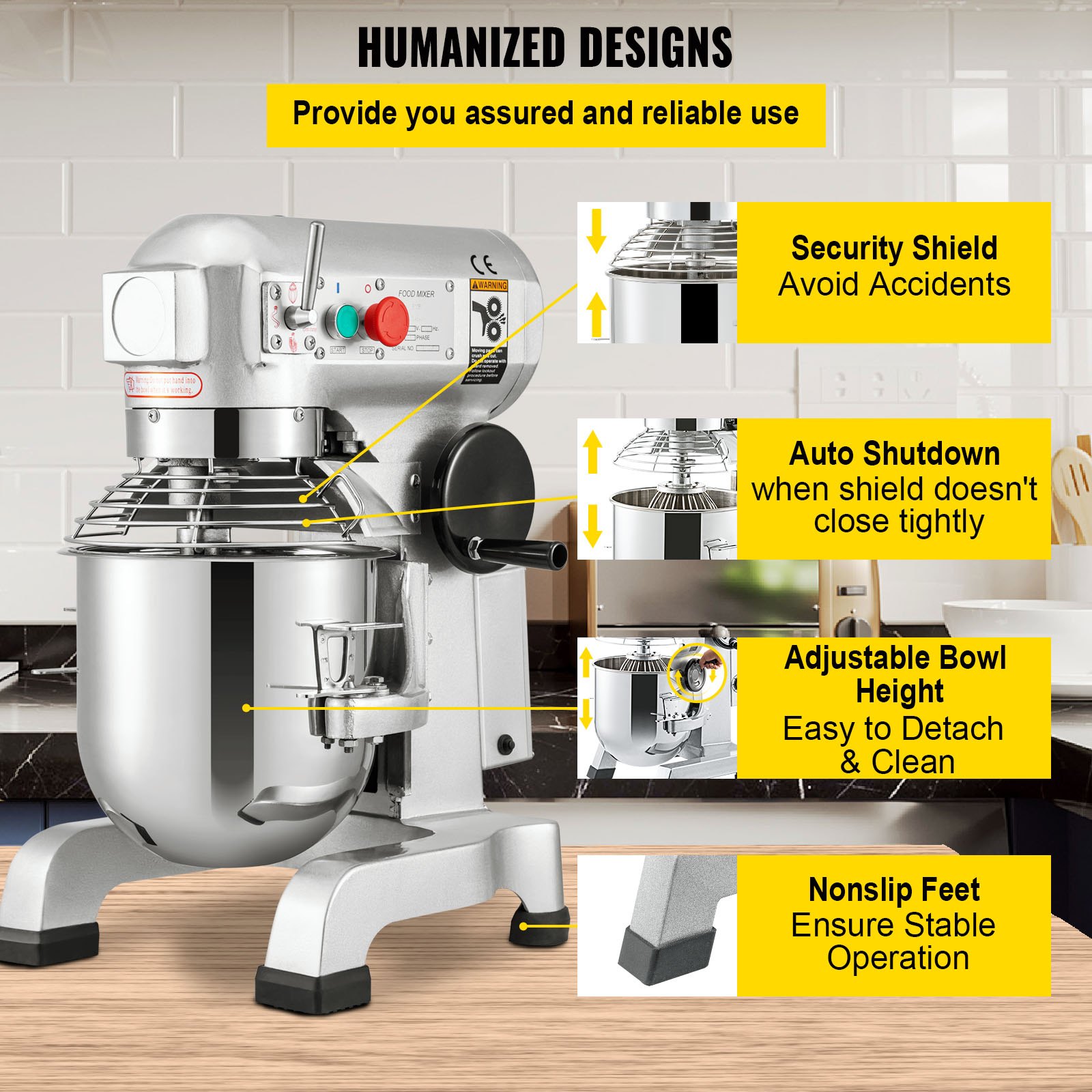 Mélangeur De Patisserie Professionnel 1100W à 3 Vitesses Mélangeur Commercial Robot De
