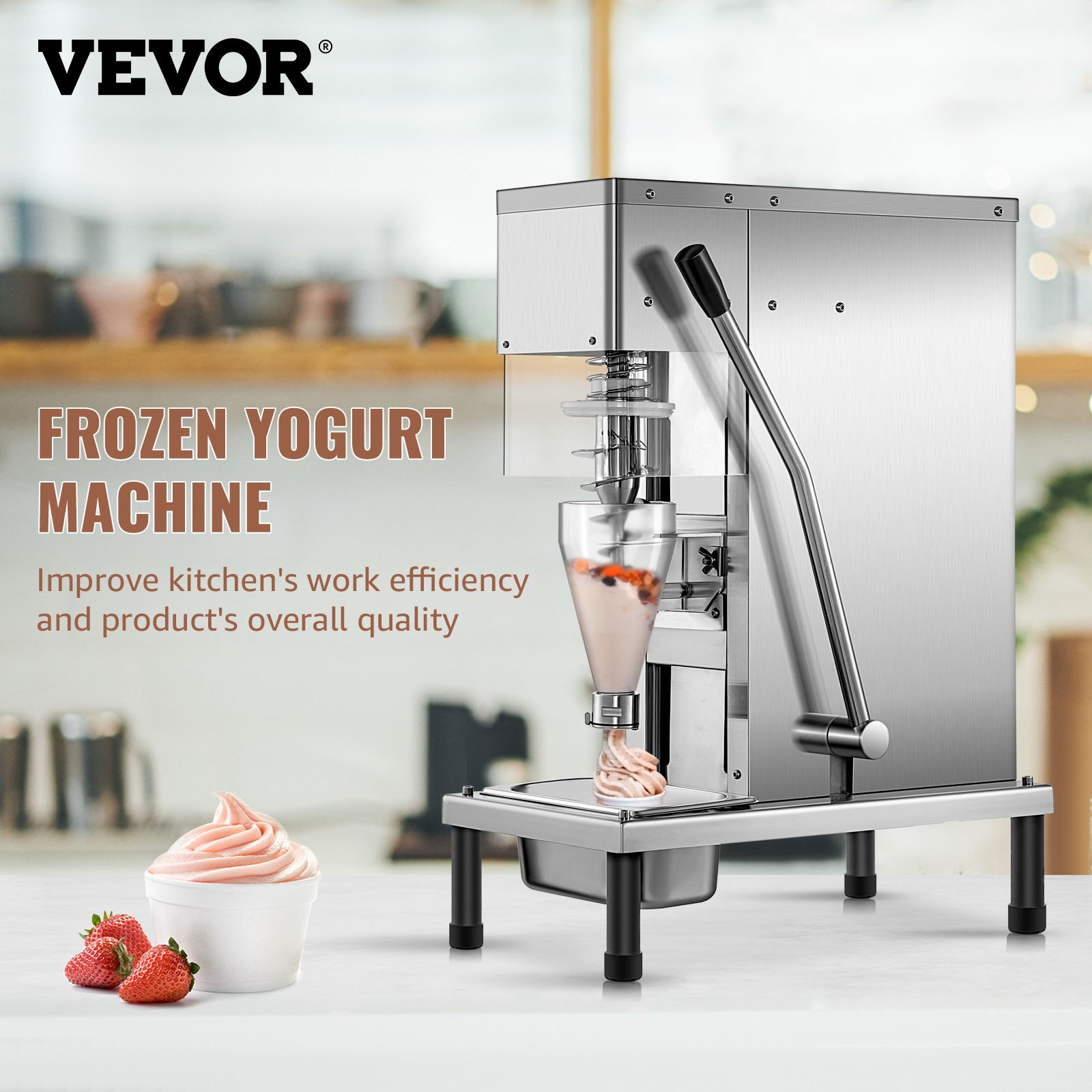 Machine à Glace Dure Commerciale VEVOR 16-20L/H - 1400W, Inox, 110V - NEUVE