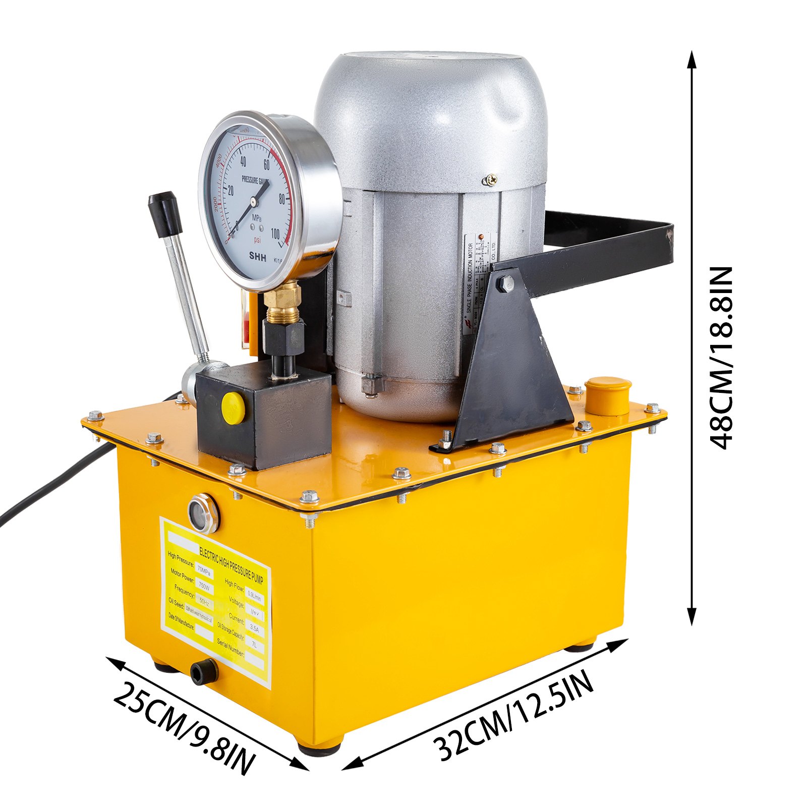 VEVOR Pneumatique à Pédale 10000PSI, Pompe Air à Pied Simple Effet 2,3L Réservoir avec Tuyau d'Huile Pistolet de Pulvérisation pour Vérins Presse Extracteur Hydraulique, Jaune