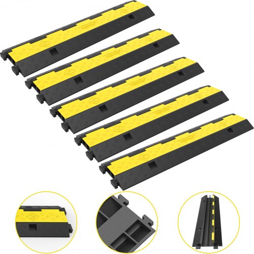 Rampe Protection Câble à VEVOR 2 Canaux Passage De Câble Au Sol En Caoutchouc Passe Cable Ralentisseur Charge 10000 Kg Avec 4 Vis Expansion 1 Foret Vevor 91827390