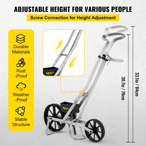Semoir De Jardin Manuel En Aluminium - Pour Semer Graines En Ligne, Réglable