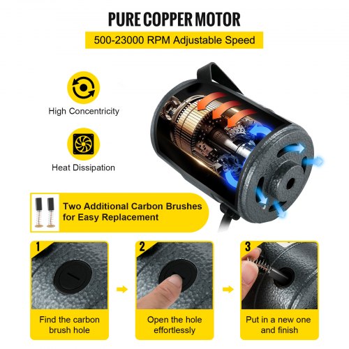 VEVOR Moulin à Arbre Flexible 230W - Fraise Suspendue 0-18000 Tr/min Avec Kit Complet Pour Sculpture Et Polissage