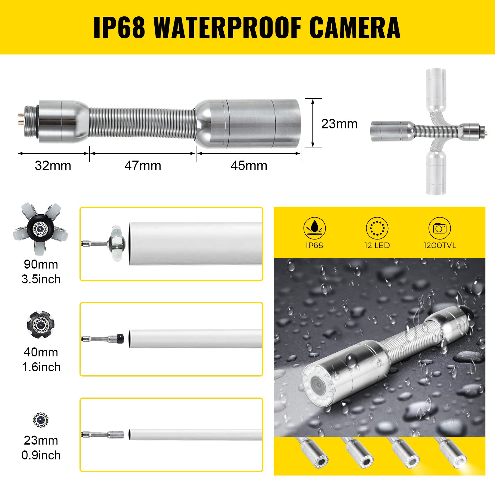 VEVOR Caméra Inspection Canalisation 30m - Écran 9" 1080P, IP68, Localisateur 512Hz