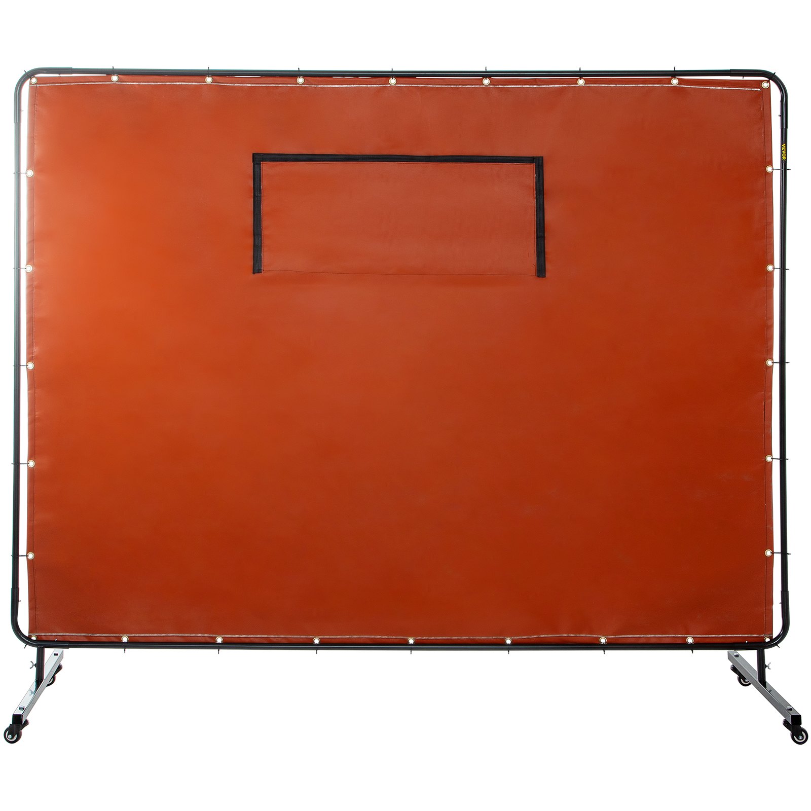 VEVOR Écran Rideau de Soudage Mobile à Cadre 3 Panneaux 1,8x2,4 m 12 Roues Rouge