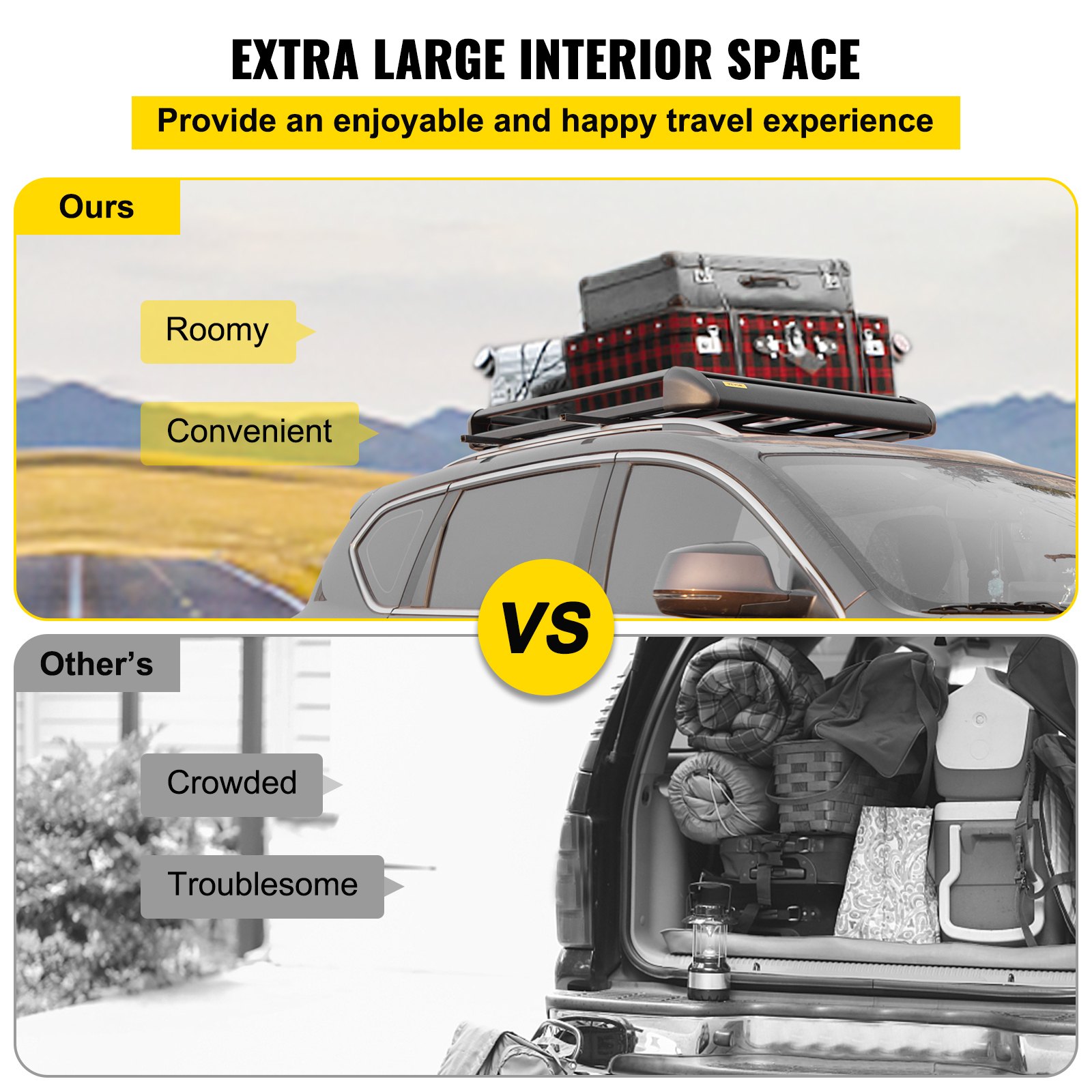 Panier De Toit Pour SUV - Capacité 68 Kg, Double Couche, Aérodynamique, Sans Perçage - Universel, Facile à Monter Sur Barres De Toit - 4