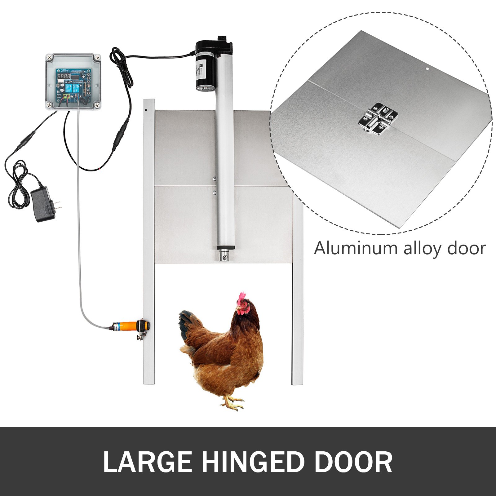 Porte Automatique De Poulailler Avec Capteur De Lumière - Ouverture/ Fermeture Auto Matin/Soir - Étanche IPX4 - Pour Poules, Canards, Etc.