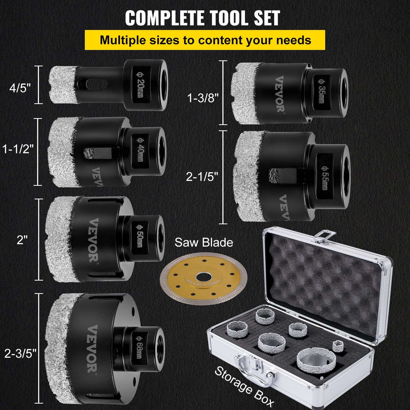 SHDIATOOL Forets Diamant 4PCS 25/35/50/68MM Brasé Sous Vide Et Trépans Avec Filetage M14 Pour Perçage à Sec En Porcelaine Carrelage Granit Marbre SHDIATOOL Forets Diamant 4PCS 25/35/50/68MM Brasé Sous Vide Et Trépans Avec Filetage M14 Pour Perçage à Sec En Porcelaine Carrelage Granit Marbre