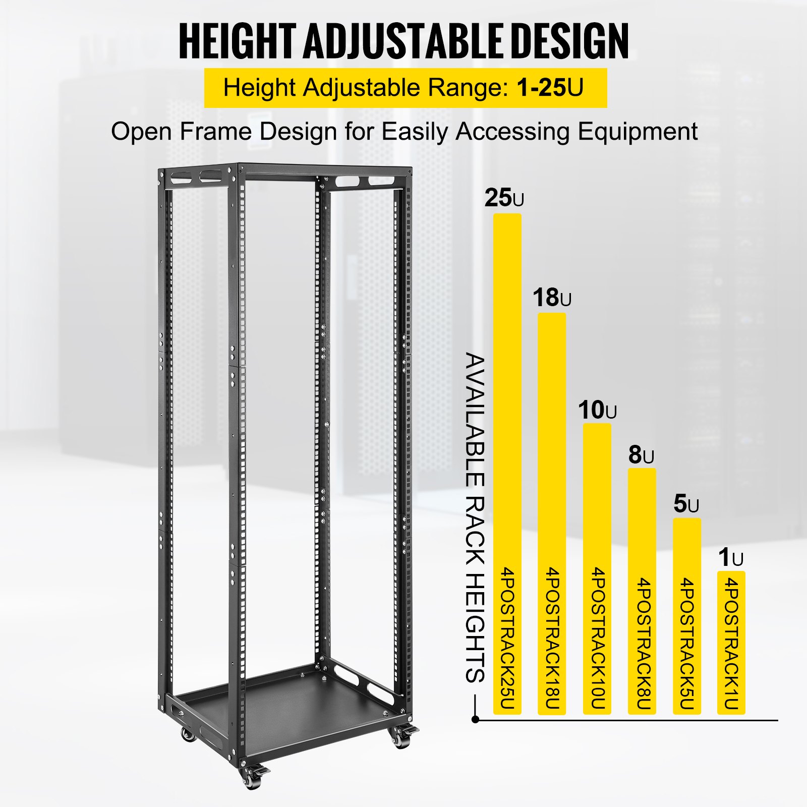 Vevor Rack Serveur Cadre Ouvert Rack Ouvert Pour Serveurs 27u à 4 Vevor Rack Serveur Cadre Ouvert Rack Ouvert Pour Serveurs 27u à 4