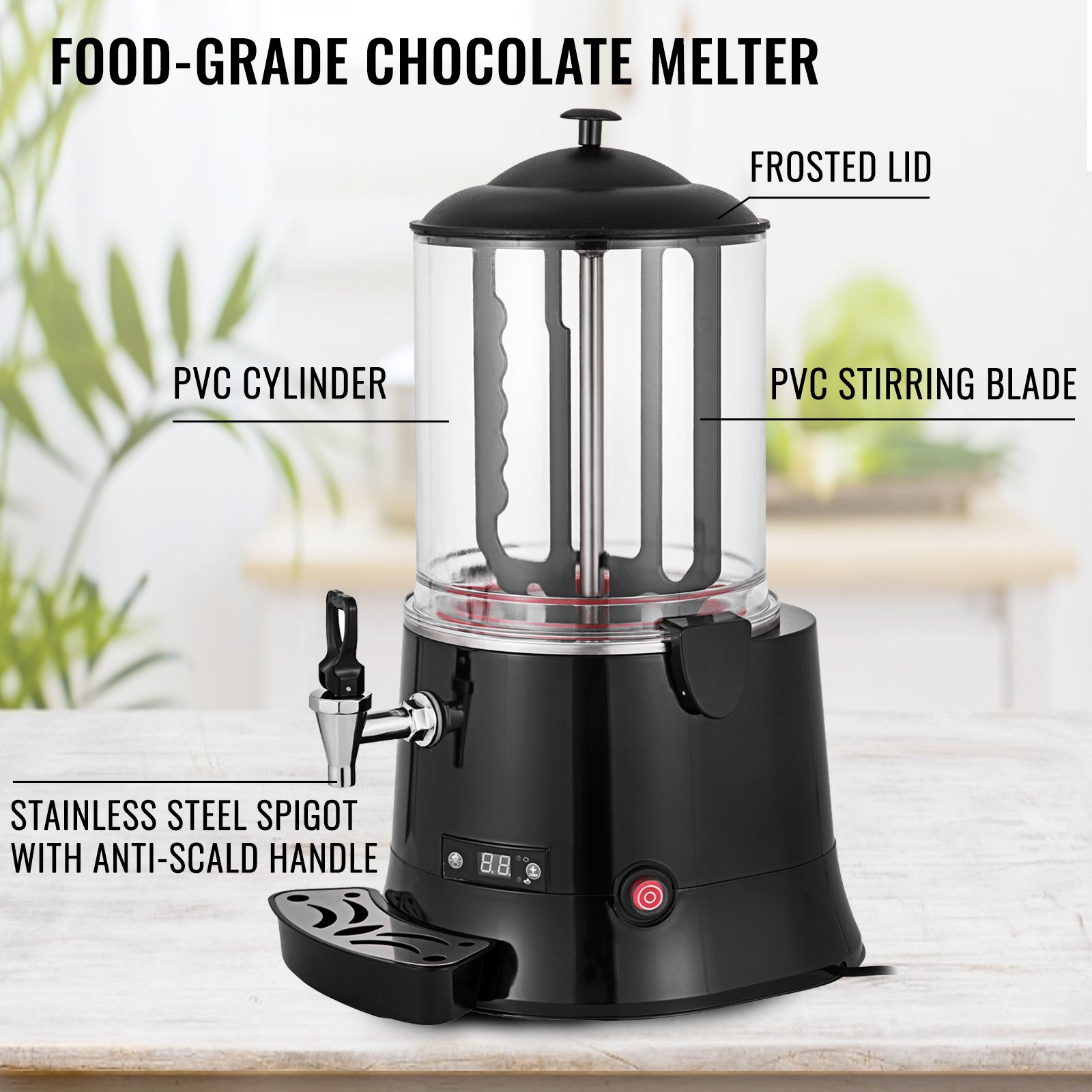 VEVOR Machine à Chocolat Chaud 10L Distributeur Chocolat Chaud Professionnel 400W Chocolatière