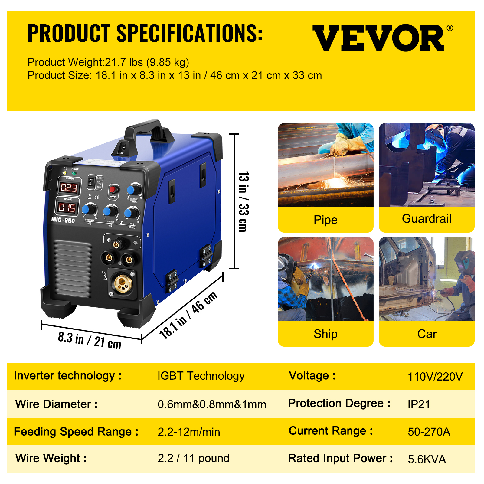 Poste à Souder Inverseur MIG/MAG IGBT TIG Liftarc 160 A