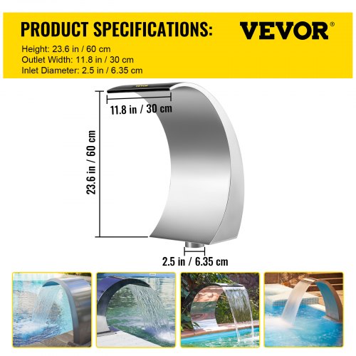 Vevor Fontaine De La Piscine Tang X Cm Lame D Eau Pour Piscine