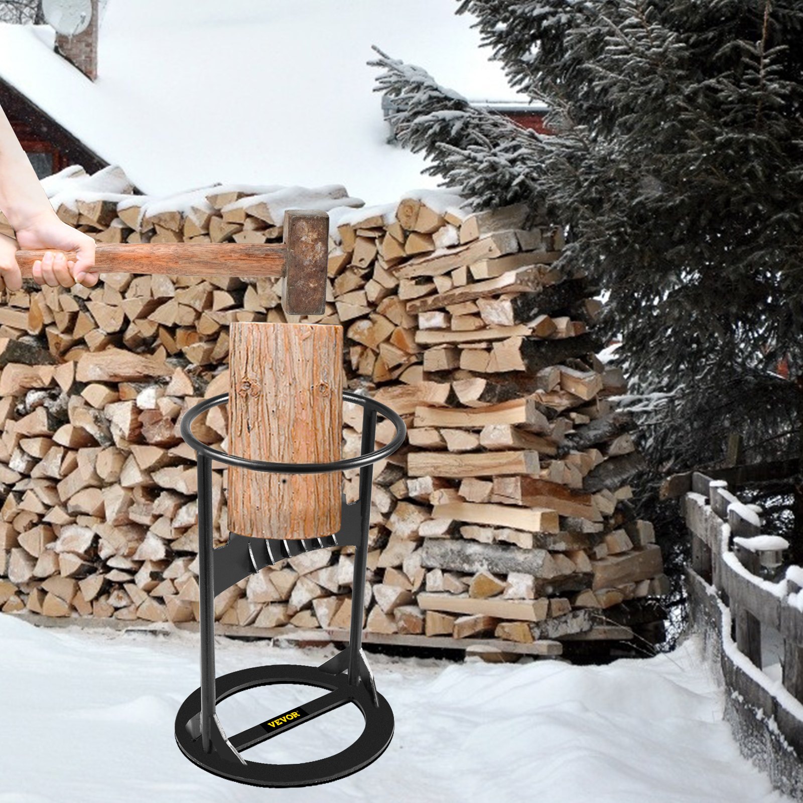 Fendeur à Bûches Manuel - En Acier Carbone - Portable Pour Camping, Jardin - Sécurité Renforcée