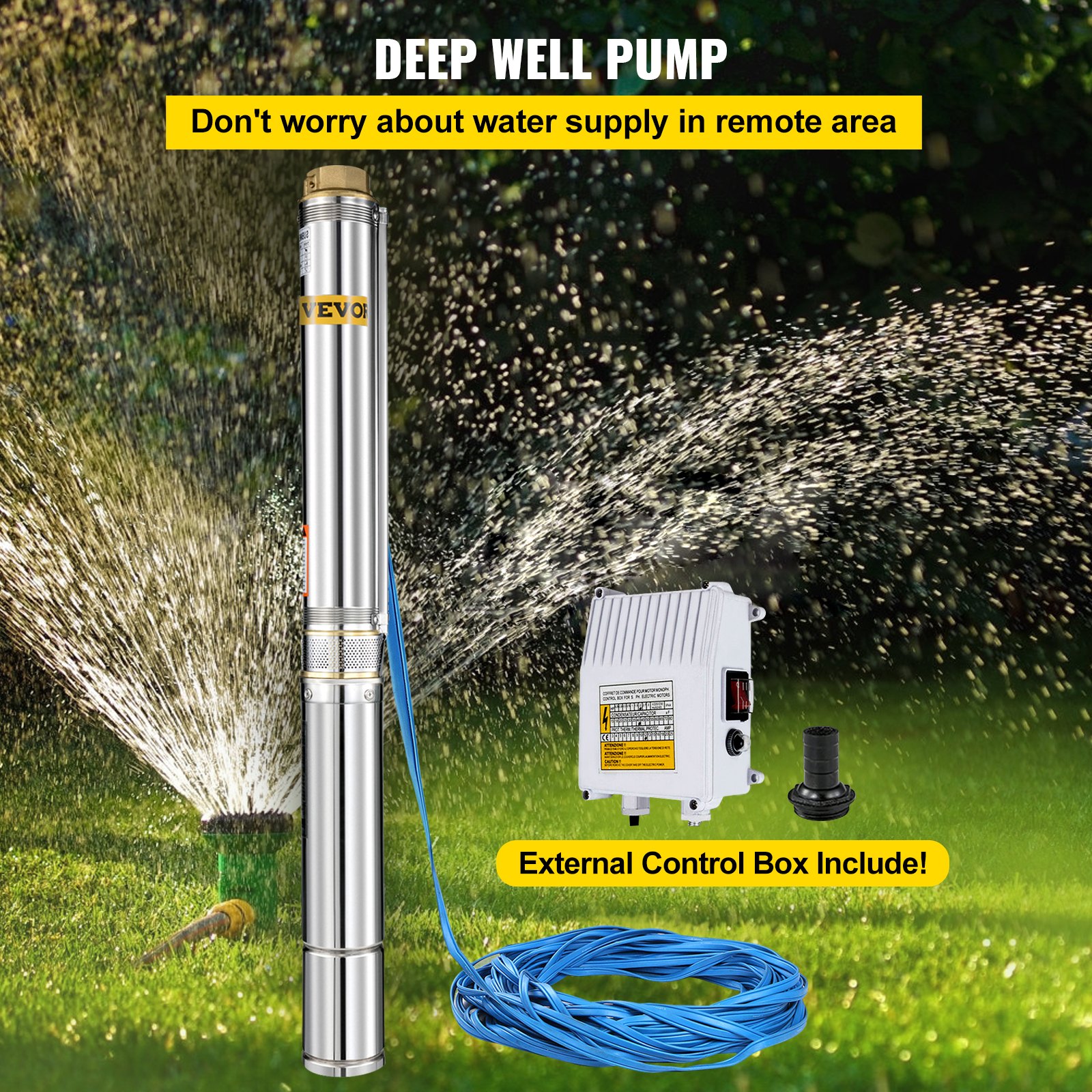 Pompe Solaire Arrosage Pompe Solaire Immergée 12V 180W Acier Inox - Débit 1.2m³/h, Profondeur 20m - Puits Et Irrigation Pompe Irrigation Jardin