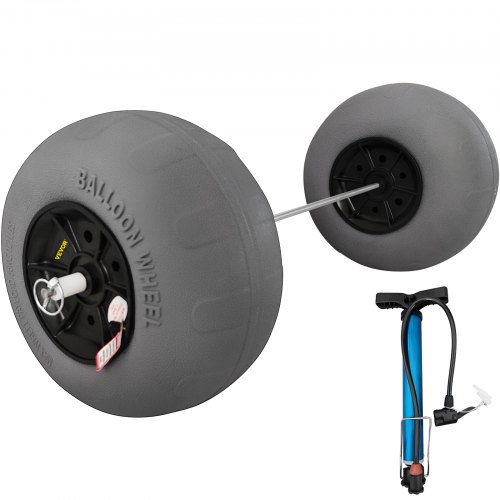 VEVR Roues Ballon De Plage 40 Cm – Lot De 2 Pneus Basse Pression 80 Kg – Idéal Sable, Camping, Pêche, Jardinage