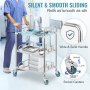 VEVOR Chariot de Laboratoire à 2 Étages Chariot à Service Médical 71x42x78,5 cm Desserte en INOX avec Tiroir Charge 100 kg Déplacement Silencieux pour Rangement Clinique Cuisine Hôtel Salon de Beauté