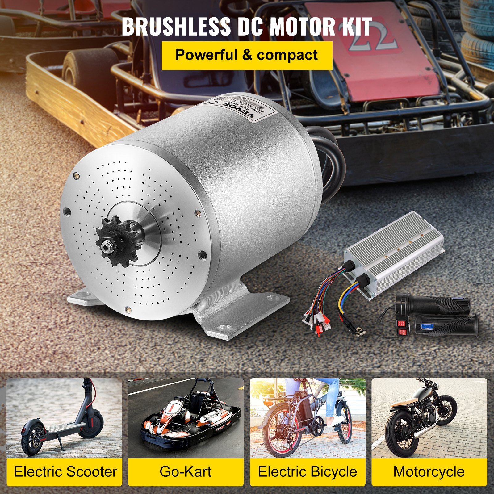 Kit Moteur électrique 72V 3000W DC Pour Scooter, EBike, Kart – Marque Unite