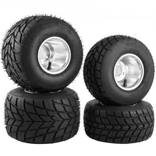 VEVOR Pneumatici e cerchi per go kart 4pcs, ruote e pneumatici per go kart 10 x 4.50. Anteriore, 11 x 6.0 MOZZO POSTERIORE - Cerchio adatto Schema di bulloni 58 mm con 3 fori