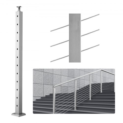 

VEVOR Palo per Ringhiera per Scale, Palo per Parapetto Fori Inclinati a 30 Gradi, 12 Fori Preforati, Palo Ringhiera Acciaio Inox 106,7x5x5 cm, Argento, 1JZLGZ1067556VUN5V0