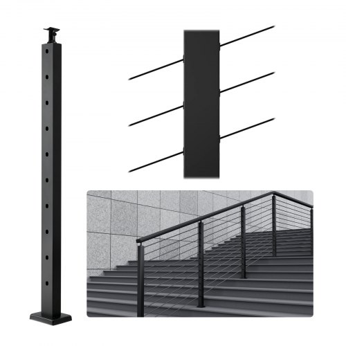 

VEVOR Palo per Ringhiera per Scale, Palo per Parapetto Fori Inclinati a 30 gradi, 10 Fori Preforati, Palo Ringhiera Acciaio Inox 91,4x2,5x5 cm, Nero, 1JZLGZHS91424HS5GV0