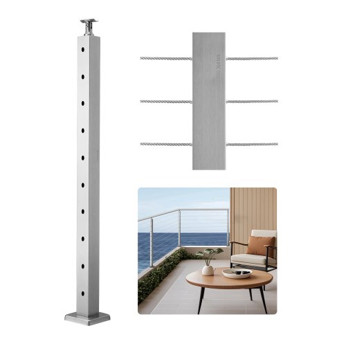 

VEVOR Ringhiera per Recinzione da Balcone 914x100x100 mm da Giardino Balcone Ponte in Acciaio Inox, Kit di Palo per Balaustrata da Terrazza, Argento, 1JZLGZXYS91466KZK001V0