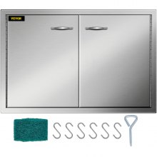 VEVOR Porte da Cucina da Esterno da 33x22 Pollici, BBQ Island Door con 2 Porte, Porta in Acciaio Inox Doppia, Le Porte della Cucina per Barbecue alle Condizioni Meteorologiche
