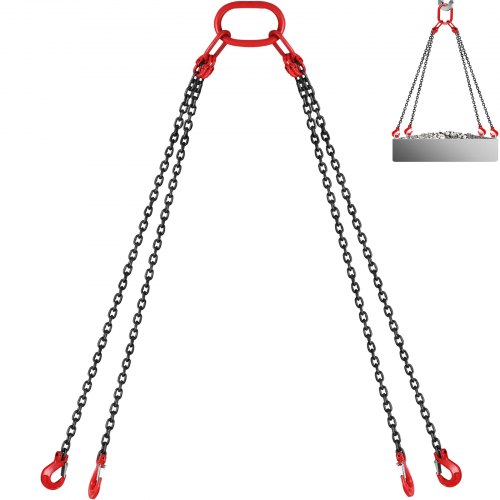 

VEVOR Catene di Sollevamento a 4 Gambe G80, 8 mm x 3 m Imbracatura per Catena di Sollevamento in Acciaio (3 m con capacità di carico 5 T) per Macchinari, Fabbriche, Magazzini