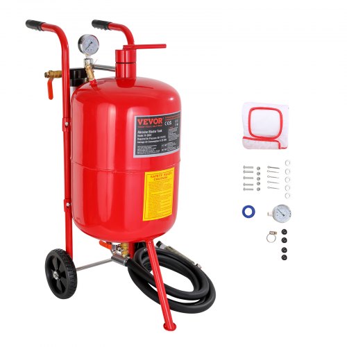 

VEVOR Sabbiatrice 10 Galloni/40L Valvola di Arresto Manometro Ugello Ceramico Tubo Flessibile 2,5 m, Serbatoio Sabbiatrice Pressione Massima 60-110 PSI, Sabbiatrice per Abrasivi di Grana 60-10